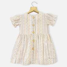 Load image into Gallery viewer, Yellow Chevron Printed Cotton Dress
