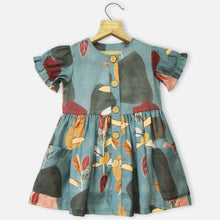 Load image into Gallery viewer, Teal Tropical Printed Cotton Dress
