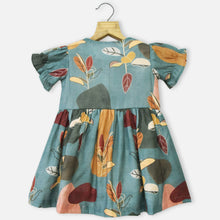 Load image into Gallery viewer, Teal Tropical Printed Cotton Dress
