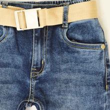 Load image into Gallery viewer, Denim Jeans With Belt- Light &amp; Dark Blue
