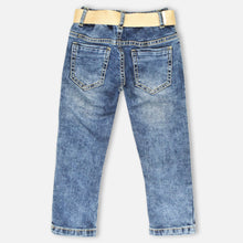 Load image into Gallery viewer, Denim Jeans With Belt- Light &amp; Dark Blue
