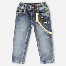 Load image into Gallery viewer, Blue Elasticated Waist Distressed Jeans
