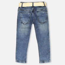 Load image into Gallery viewer, Denim Jeans With Belt- Light &amp; Dark Blue
