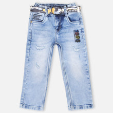 Load image into Gallery viewer, Blue Denim Jeans With Belt
