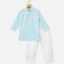 Load image into Gallery viewer, Blue Striped Kurta With White Pajama
