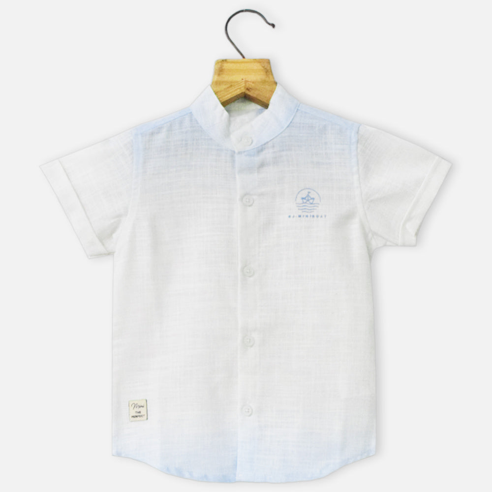 White Cotton Half Sleeves Shirt