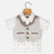Load image into Gallery viewer, White Bear Printed T-Shirt With Attached Waistcoat &amp; Shorts

