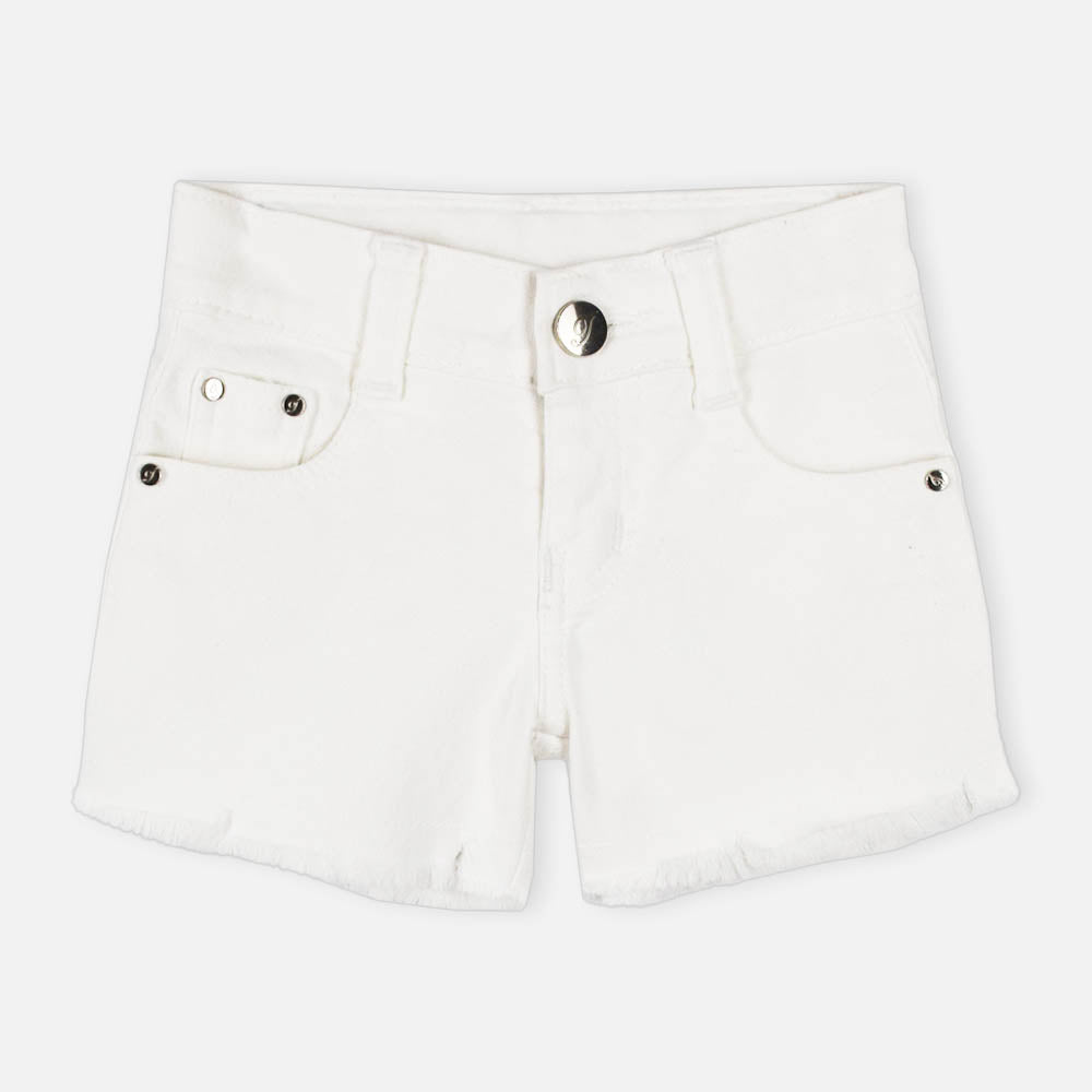 White Raw Hem Shorts