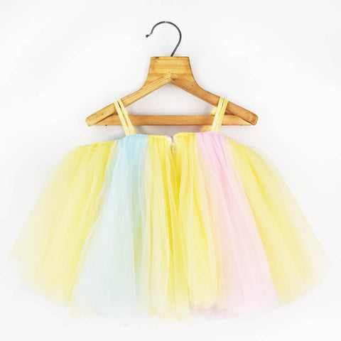 Yellow Flower Embellished Party Dress With Headband