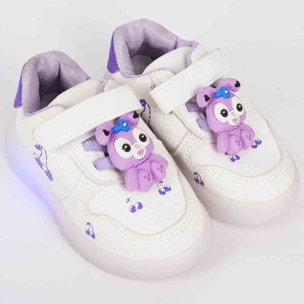 Purple Velcro Closure Sneakers With LED Light-Up