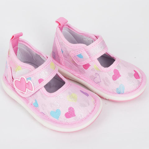 Pink Heart Theme Velcro Strap Shoes With Chu Chu Music Sound