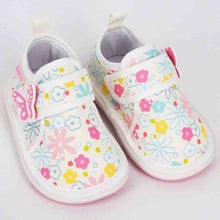 Load image into Gallery viewer, Beige &amp; Pink Floral Velcro Strap Shoes With Chu Chu Music Sound
