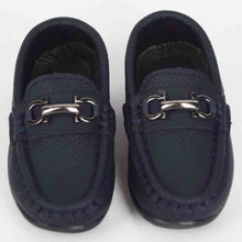 Load image into Gallery viewer, Navy Blue Slip On Loafers With Metal Buckle
