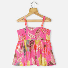 Load image into Gallery viewer, Pink &amp; Yellow Floral Printed Peplum Top With Sharara
