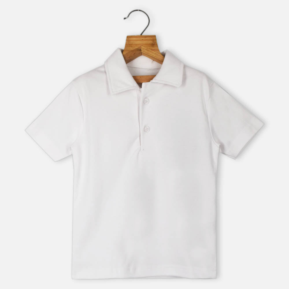 Plain White Half Sleeves Polo T-Shirt