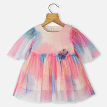 Load image into Gallery viewer, Pink Butterfly Sleeves Net Frock

