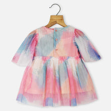 Load image into Gallery viewer, Pink Butterfly Sleeves Net Frock
