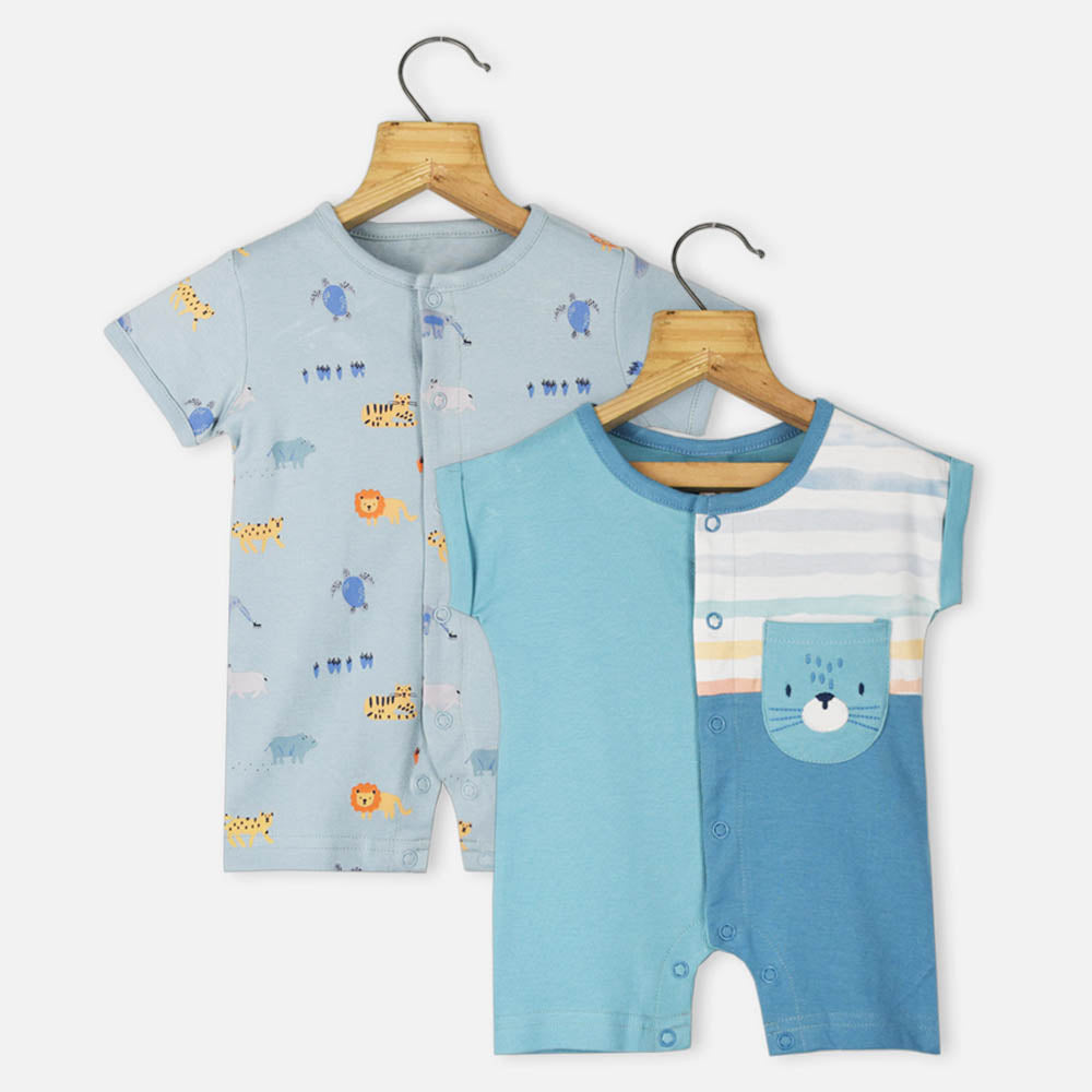 Forest Theme Cotton Romper- Pack Of 2