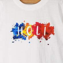 Load image into Gallery viewer, White Holi Theme Half Sleeves T-Shirt
