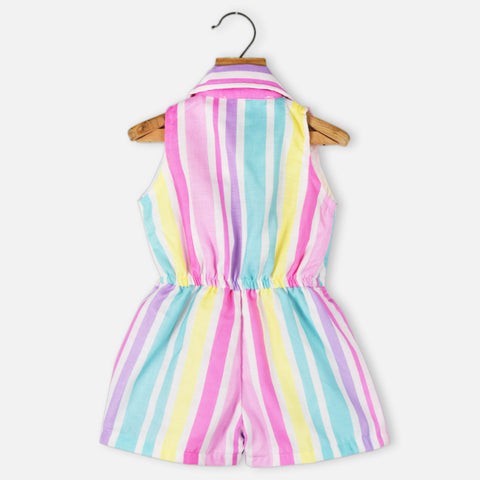 Colorful Striped Printed Sleeveless Jumpsuit