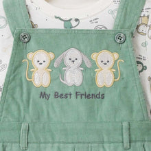 Load image into Gallery viewer, Green Embroidered Corduroy Dungaree With White T-Shirt
