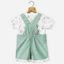 Load image into Gallery viewer, Green Embroidered Corduroy Dungaree With White T-Shirt
