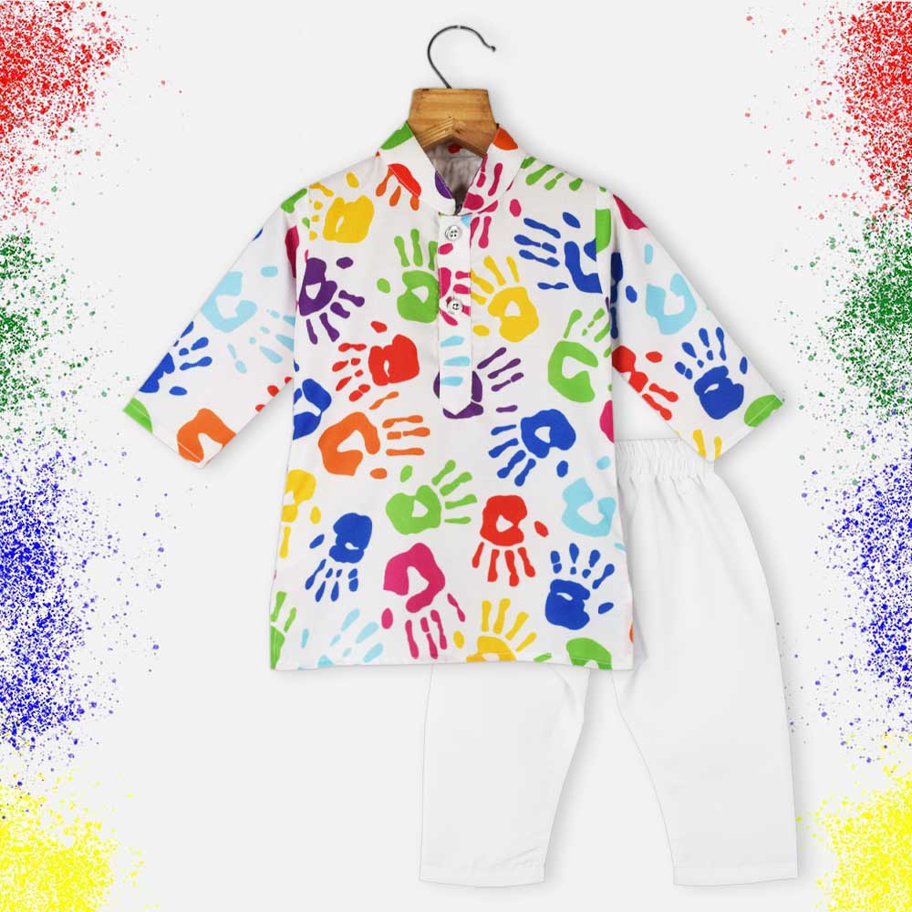 Colorful Holi Theme Kurta With Pajama