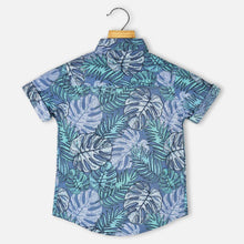Load image into Gallery viewer, Blue Tropical Printed Half Sleeves Cotton Shirt
