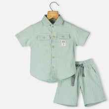 Load image into Gallery viewer, Green Half Sleeves Shirt With Shorts Co-Ord Set
