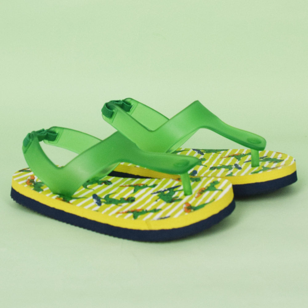 Green Dino Theme Flip Flops