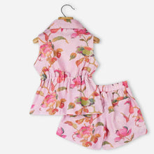 Load image into Gallery viewer, Pink Floral Blazer With Smocked Crop Top &amp; Short Co-Ord Set
