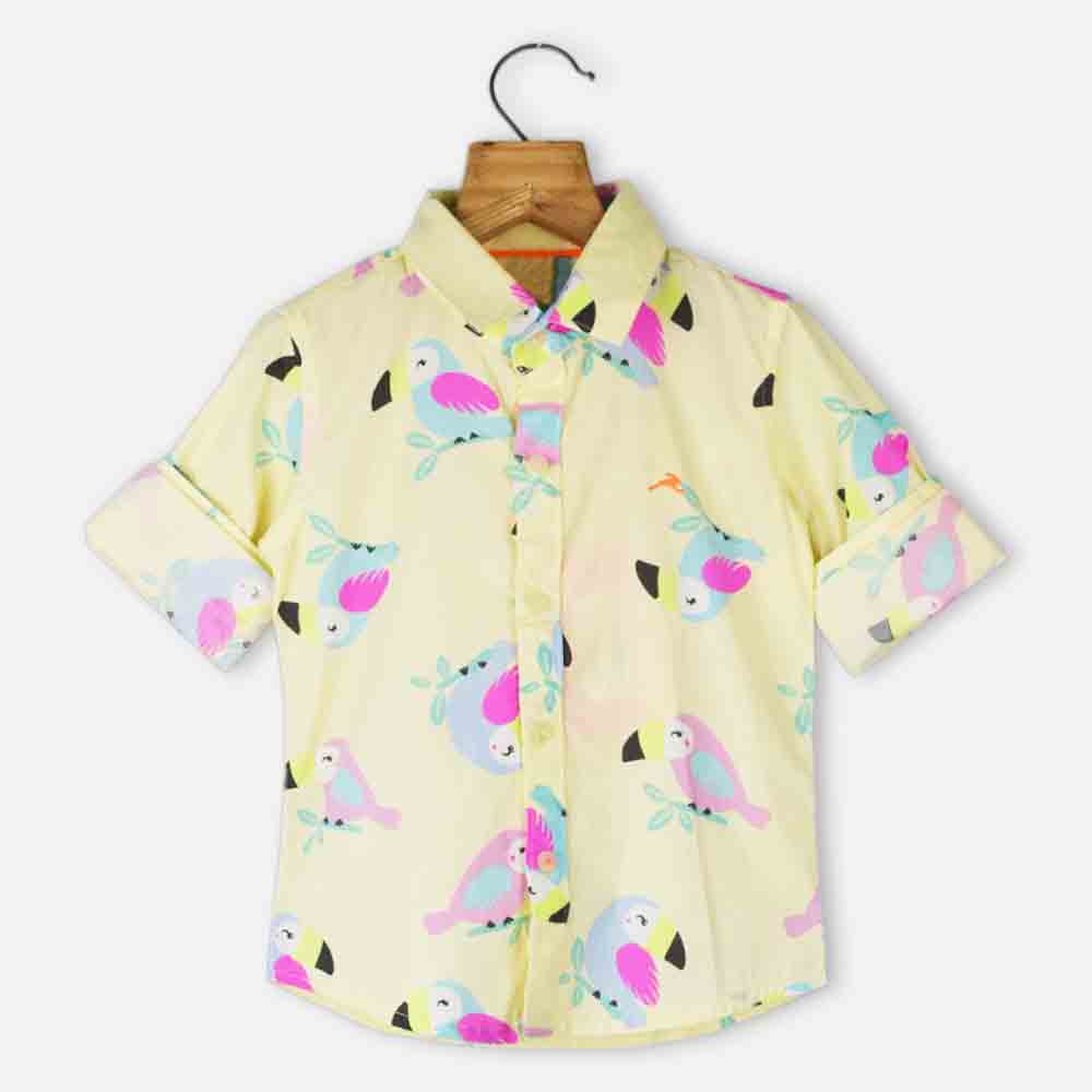 Yellow Bird Printed Full Sleeves Shirt