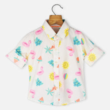 Load image into Gallery viewer, White Full Sleeves Beach Theme Shirt
