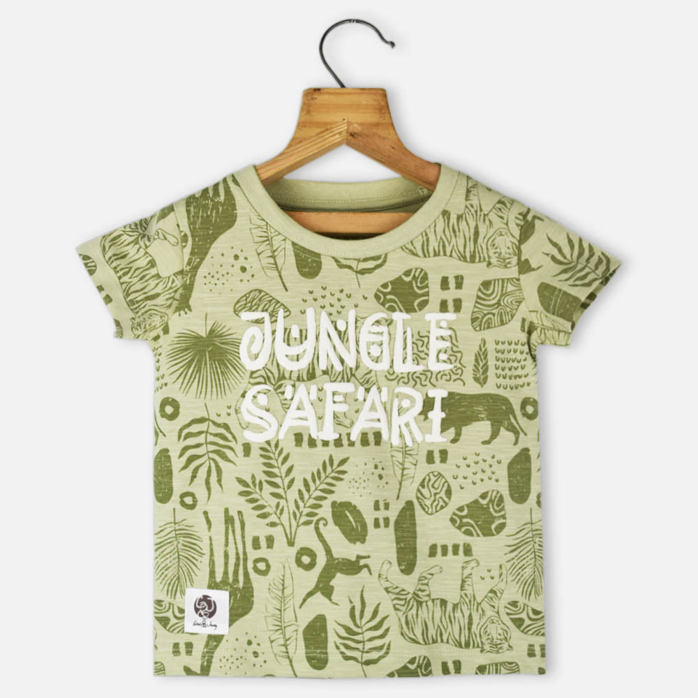 Green Forest Theme Half Sleeves T-Shirt