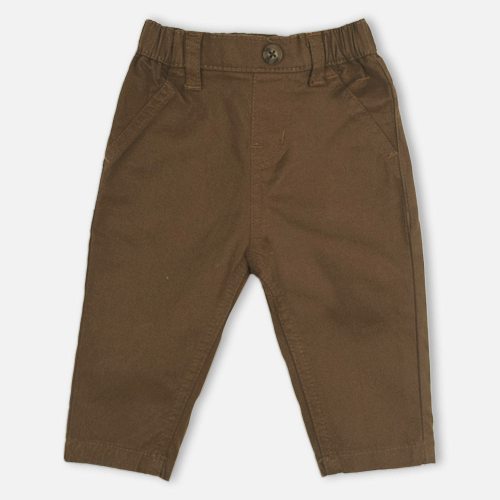 Brown Elasticated Waist Cotton Pants