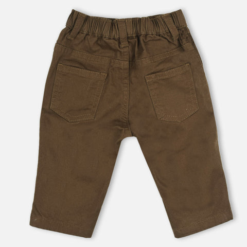 Brown Elasticated Waist Cotton Pants