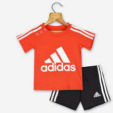 Load image into Gallery viewer, Red Adidas Half Sleeves T-Shirt With Black Shorts
