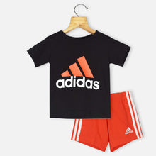 Load image into Gallery viewer, Black Adidas Half Sleeves T-Shirt With Red Shorts
