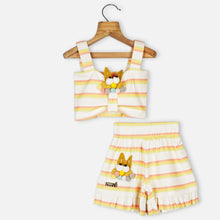 Load image into Gallery viewer, Striped Sleeveless Crop Top With Frill Hem Shorts
