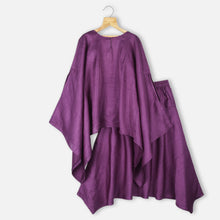 Load image into Gallery viewer, Purple Emnroidered Kaftan Top With Cowl Pant
