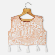 Load image into Gallery viewer, Beige Dori Embroidered Crop Top With Flared Palazzo
