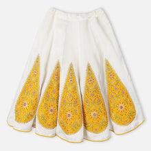 Load image into Gallery viewer, White &amp; Yellow Kali Embroidered Lehenga Set

