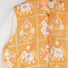 Load image into Gallery viewer, Orange Patola Printed Nehru Jacket With Kurta &amp; Pajama
