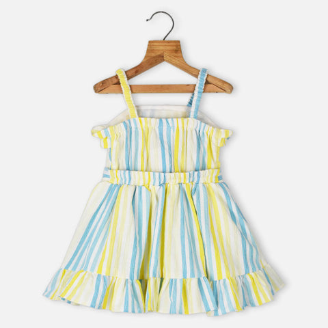 Blue Striped Sleeveless Dress