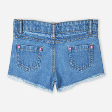 Load image into Gallery viewer, Blue Embroidered Raw Hem Shorts
