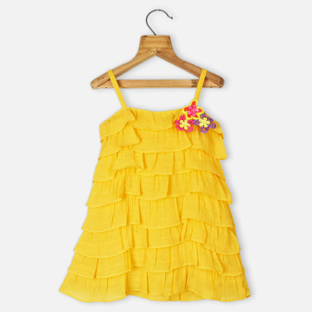 Yellow Layered Sleeveless Dress