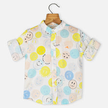 Load image into Gallery viewer, White Smiley Theme Cotton Shirt
