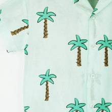 Load image into Gallery viewer, Blue Palm Tree Theme Cotton Shirt With Shorts Co-Ord Set
