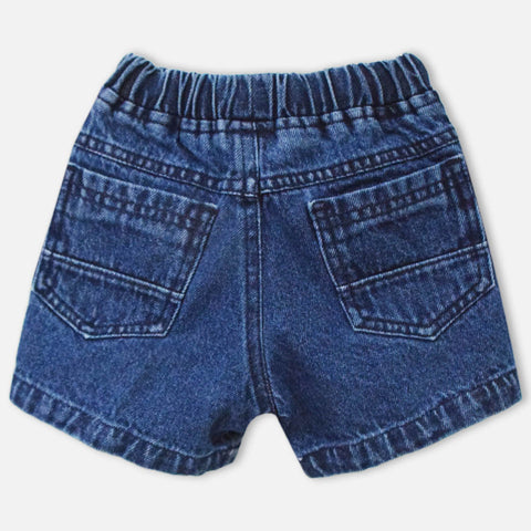 Blue Denim Elasticated Waist Casual Shorts