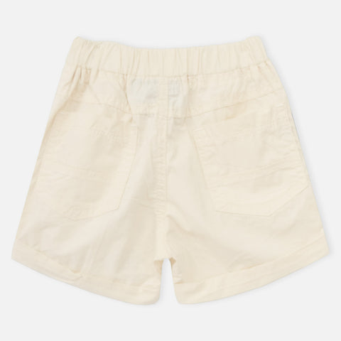 Cream Elasticated Waist Shorts